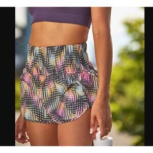 Free People “The Way Home” Shorts Euphoria Print Size M High-Rise Smocked Waist